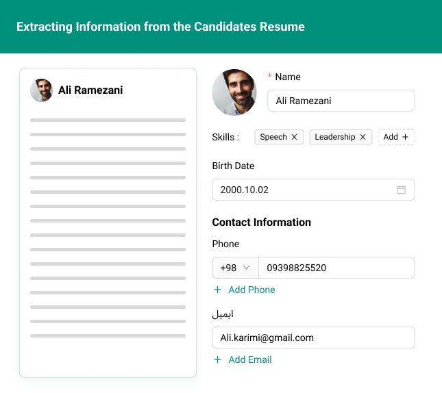 Automatically extract information from an applicant's resume.
